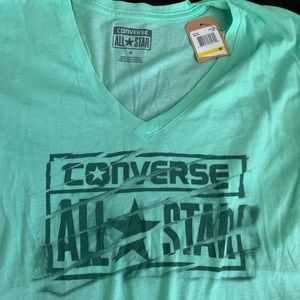 NWT Converse teal v neck t shirt